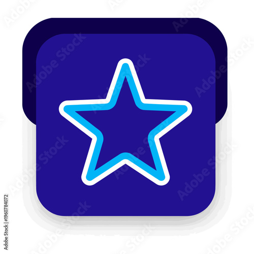 Vibrant blue vector star icon displayed on a dark square background