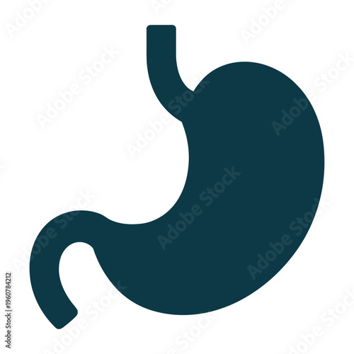Dark teal vector of a human stomach with connected esophagus