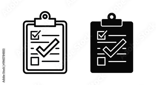 Clipboard checklist icon set, vector illustration of task list with check marks