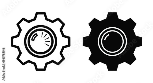 Gear icons set, cogwheel symbols with different styles