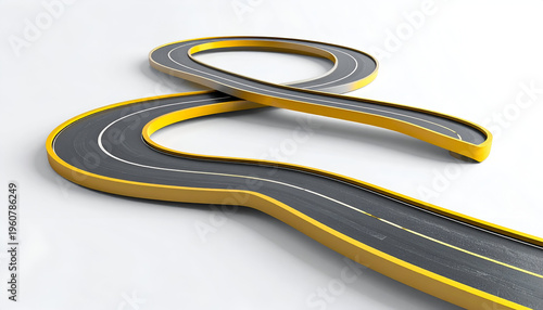 Winding road in yellow and black abstract design element concept for path and direction