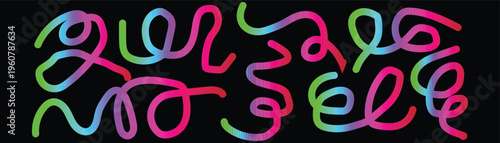 A colorful neon sign on a black background