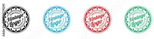 Set of four vintage logo templates with grunge textures and retro color schemes