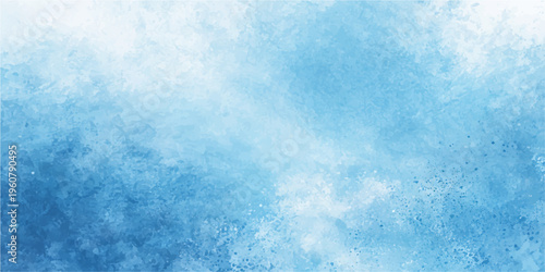 A frozen blue grunge background with abstract textures of winter ice and snowy clouds under a cold crystalline sky