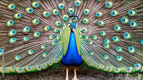 Majestic Peacock Displaying Its Vibrant Plumage in Full Glory.