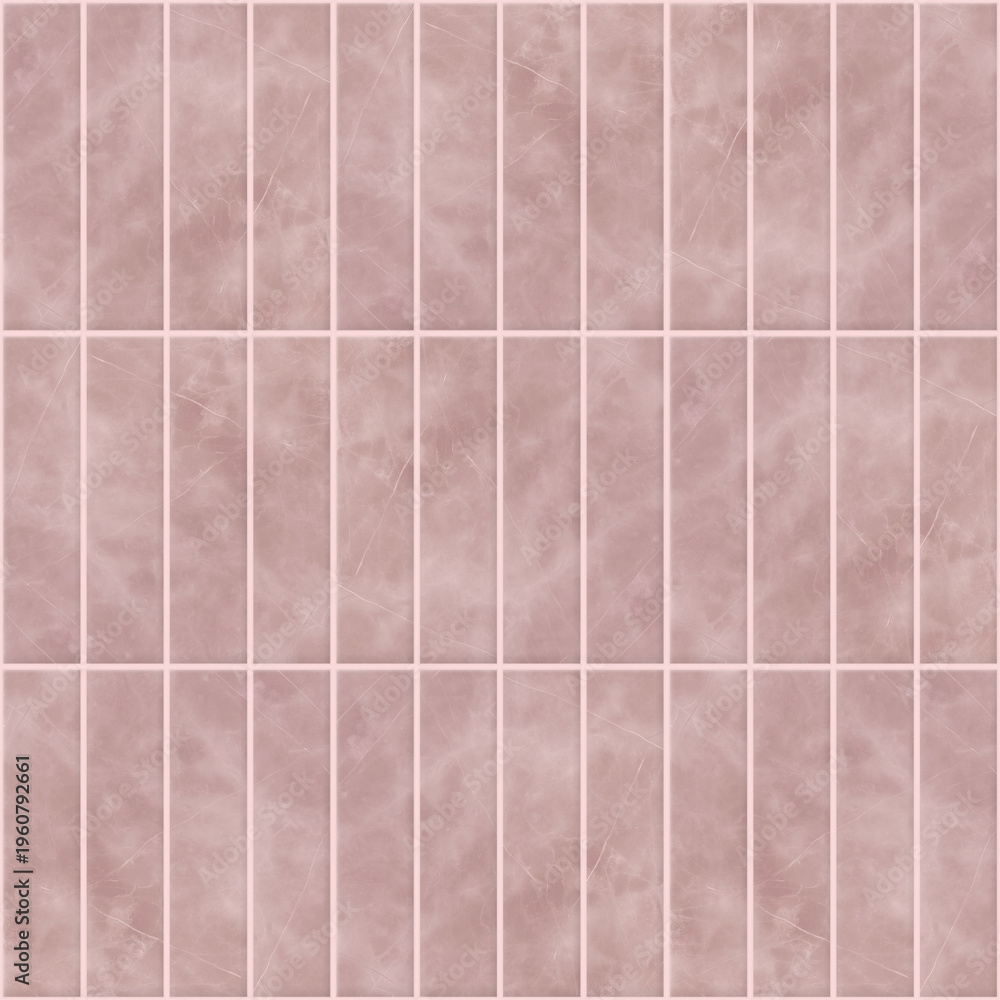 Fototapeta premium Seamless pattern. Light pink tile wall and floor texture. Vertical tiles. Tileable background. 