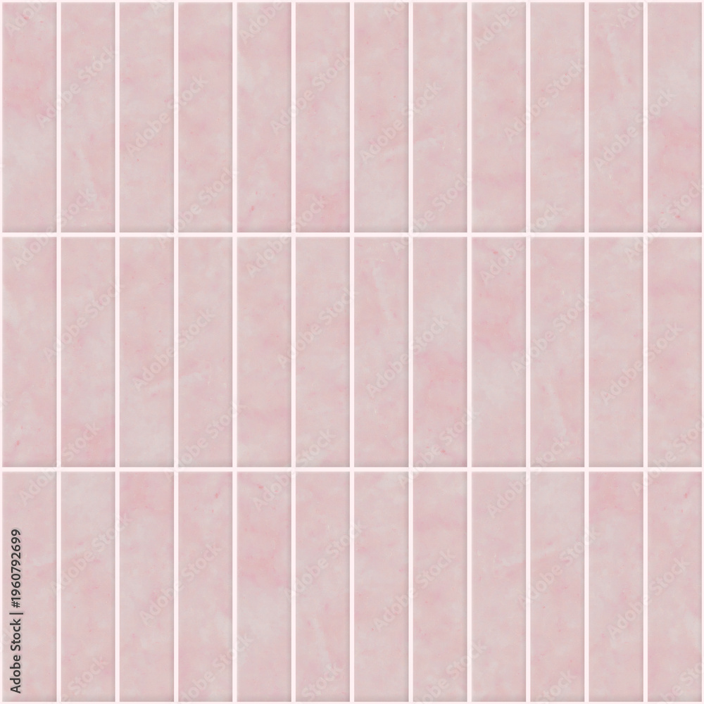 Fototapeta premium Seamless pattern. Light pink tile wall and floor texture. Vertical tiles. Tileable background.