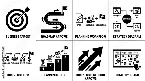 Vector Business Strategy and Workflow Icons Collection