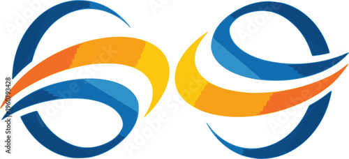 The intertwining curved shapes suggest concepts of global connectivity, logistics, teamwork, or technological innovation.