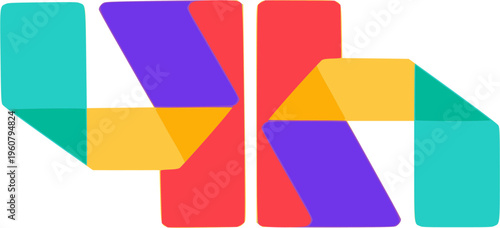 The overlapping segments create a sense of depth and creativity, making it an excellent choice for a variety of industries including digital art studios, educational apps, toy brands, creative agencie