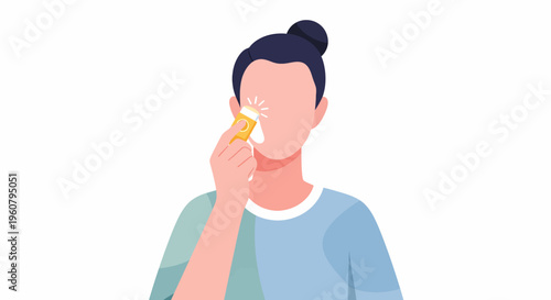 Woman applying sunscreen to her face for sun protection.