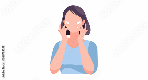 Woman Applying Skincare Product to Her Face.