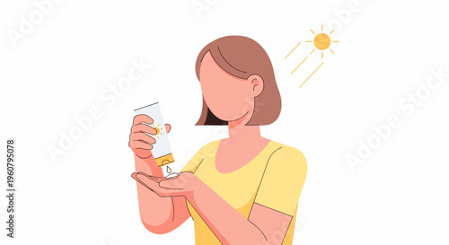 Woman Applying Sunscreen for Sun Protection.