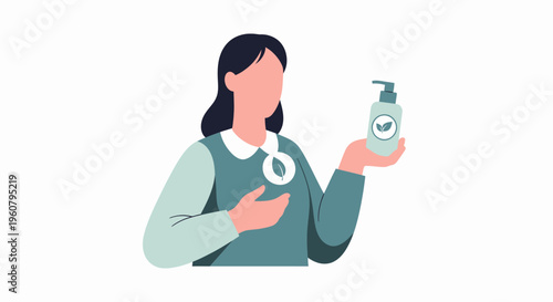 Woman Holding Natural Organic Skincare Product Bottle.