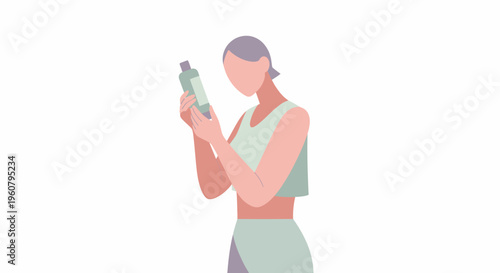 Woman Holding Skincare Product Bottle.