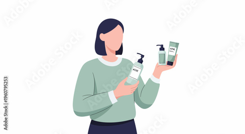 Woman Holding Skincare Products.