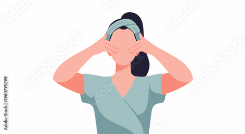 Woman Performing Facial Massage for Skin Care.