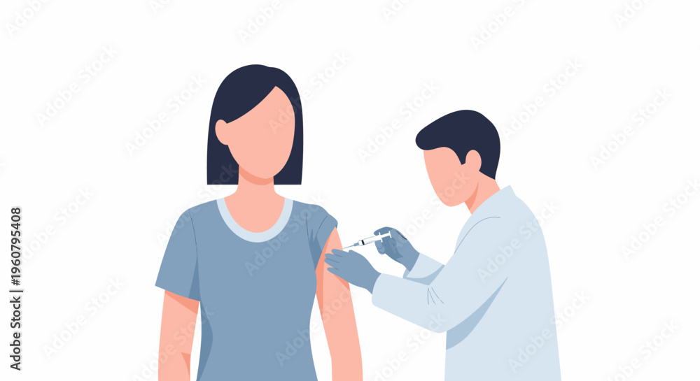Fototapeta premium Woman Receiving Vaccine Injection from Doctor.