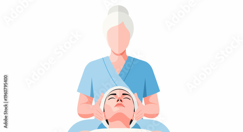 Woman Receiving Facial Treatment at Spa.