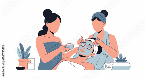 Woman Receiving Facial Treatment at Spa Salon.