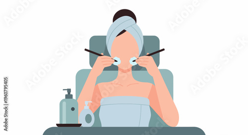 Woman Receiving Facial Treatment at Spa Salon.