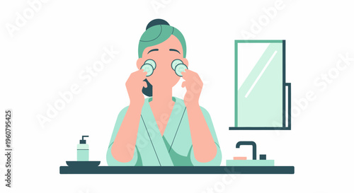 Woman Relaxing with Cucumber Slices on Eyes for Skincare Routine.