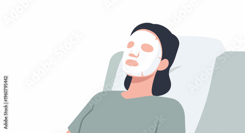 Woman Relaxing with Face Mask Skincare Treatment.