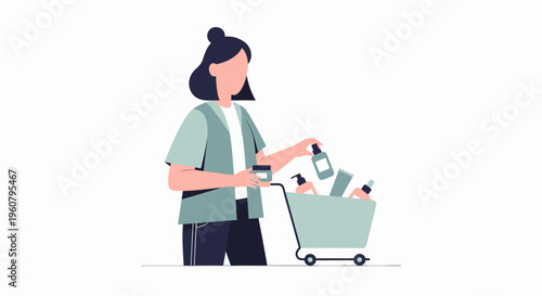 Woman Shopping for Groceries in Supermarket.
