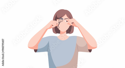 Woman with Tired Eyes Experiencing Eye Strain and Discomfort.