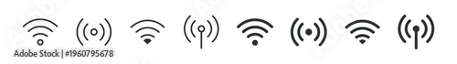 Wireless Signal Strength icon set, WiFi Connection and Network Communication Technology Icons, Vector Illustration