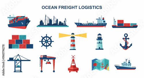 Ocean Freight Logistics Shipping Containers Boats.