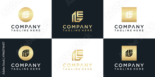 Collection of company logo designs and branding templates.