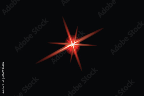 Vibrant red light effect starburst on black background