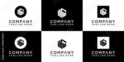 Collection of company logo design variations.