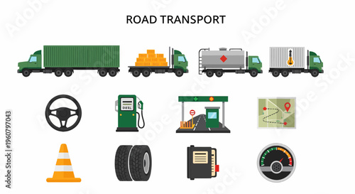Green truck road transport vehicle.