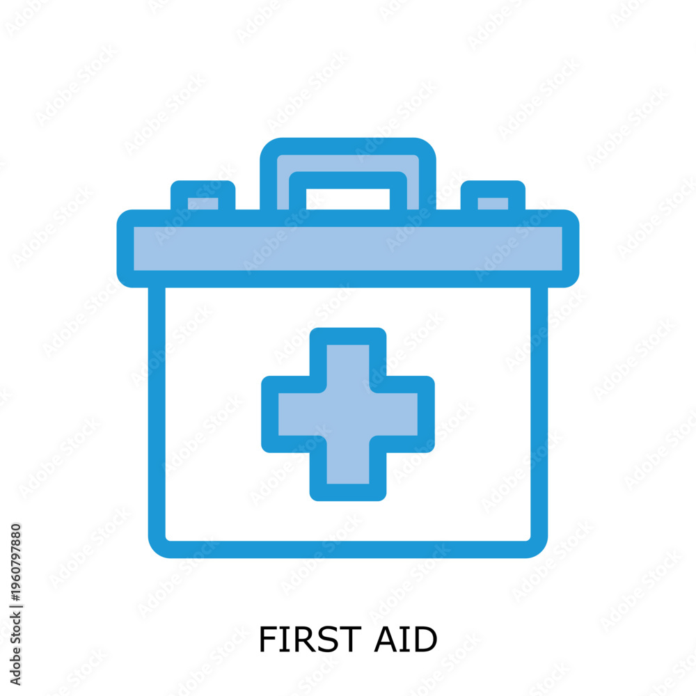 Obraz premium Health Safety Environment(Hse) Bluetone Firstaid Icon for Workplace Safety and Industrial Environment