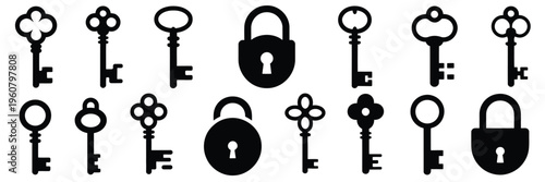 Antique Keys and Padlocks Retro Lock and Key Graphic Illustration
