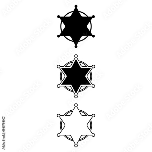 Six pointed star sheriff badge set