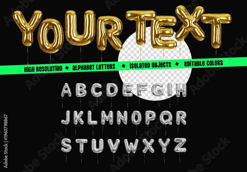 Helium Foil Balloon Letters Alphabet A-Z Isolated