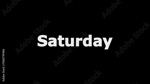 Day of the Week Name, Calendar Day saturday Typography, Simple Clean Text Design