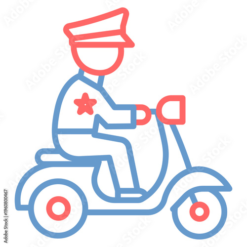 Police Officer On Scooter Vector Icon