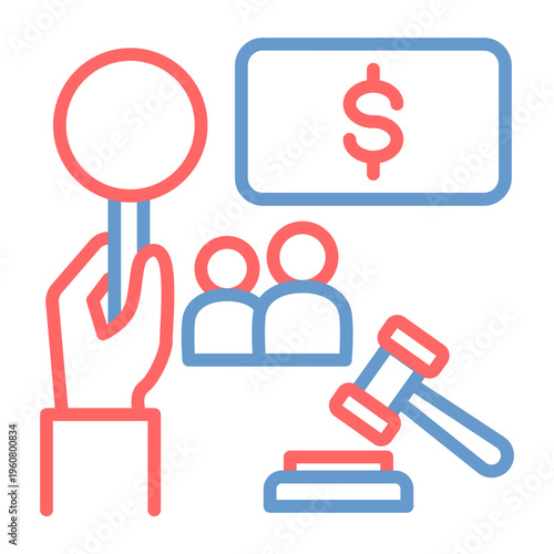 Auction Fundraiser Vector Icon