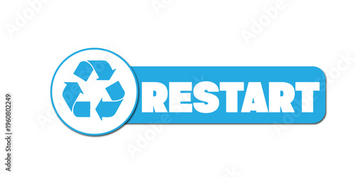Restart Button Icon, System Reset and Refresh Control, Reload Circular Arrow UI Element, Reboot Action Symbol, Web and App Interface, Vector Illustration, Isolated on White