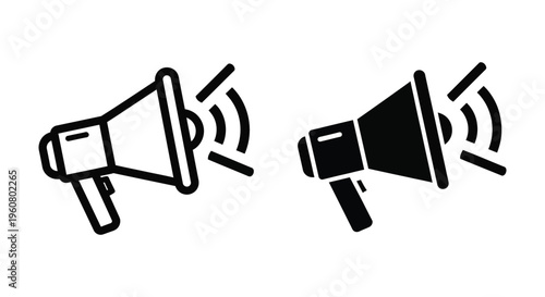Megaphone icon set, loudspeaker sign, vector illustration of bullhorn for announcement and promotion