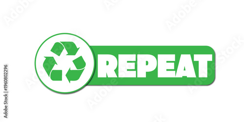 Repeat Button Icon, Loop and Replay Control, Circular Arrow UI Element, Music and Media Repeat Symbol, Web App Interface, Vector Illustration, Isolated on White