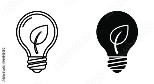 Eco light bulb icon set, energy saving concept, green energy symbol, vector illustration