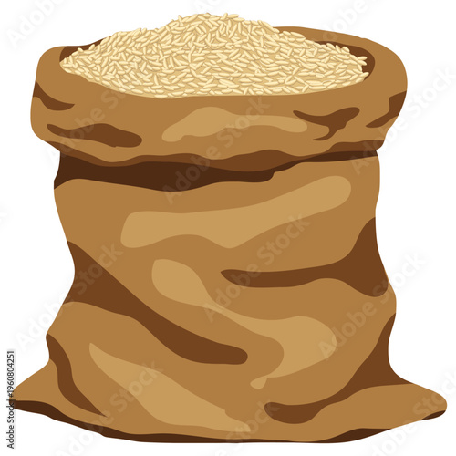 sack of rice, grain bag vector drawing.