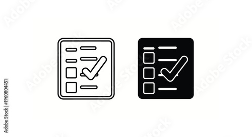 Checklist icon set, survey or task list vector illustration, completed task sign, check mark symbol