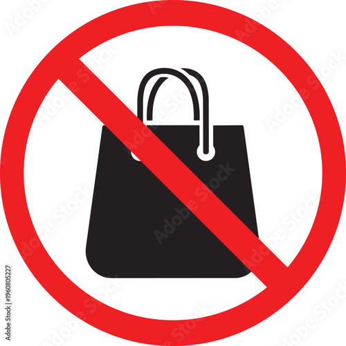 No shopping bag icon prohibition symbol for retail restrictions or banned items simple flat vector illustration isolated on white
