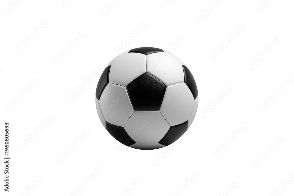 Naklejka premium Classic soccer ball with black and white panels on transparent